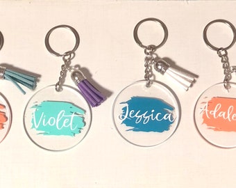 Round keychain/ personalized tassel keychain/ acrylic keychain/