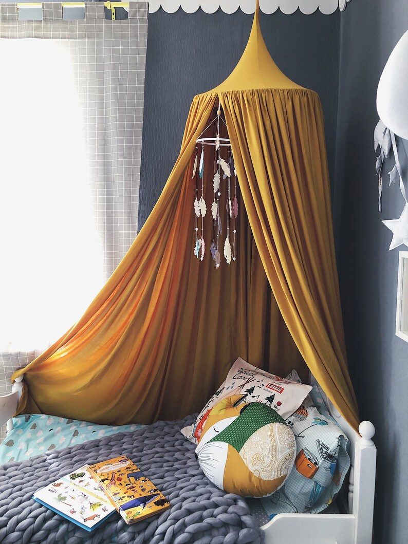 Mustard Baldachin Nursery Bed Canopy by DomnaDereve Etsy