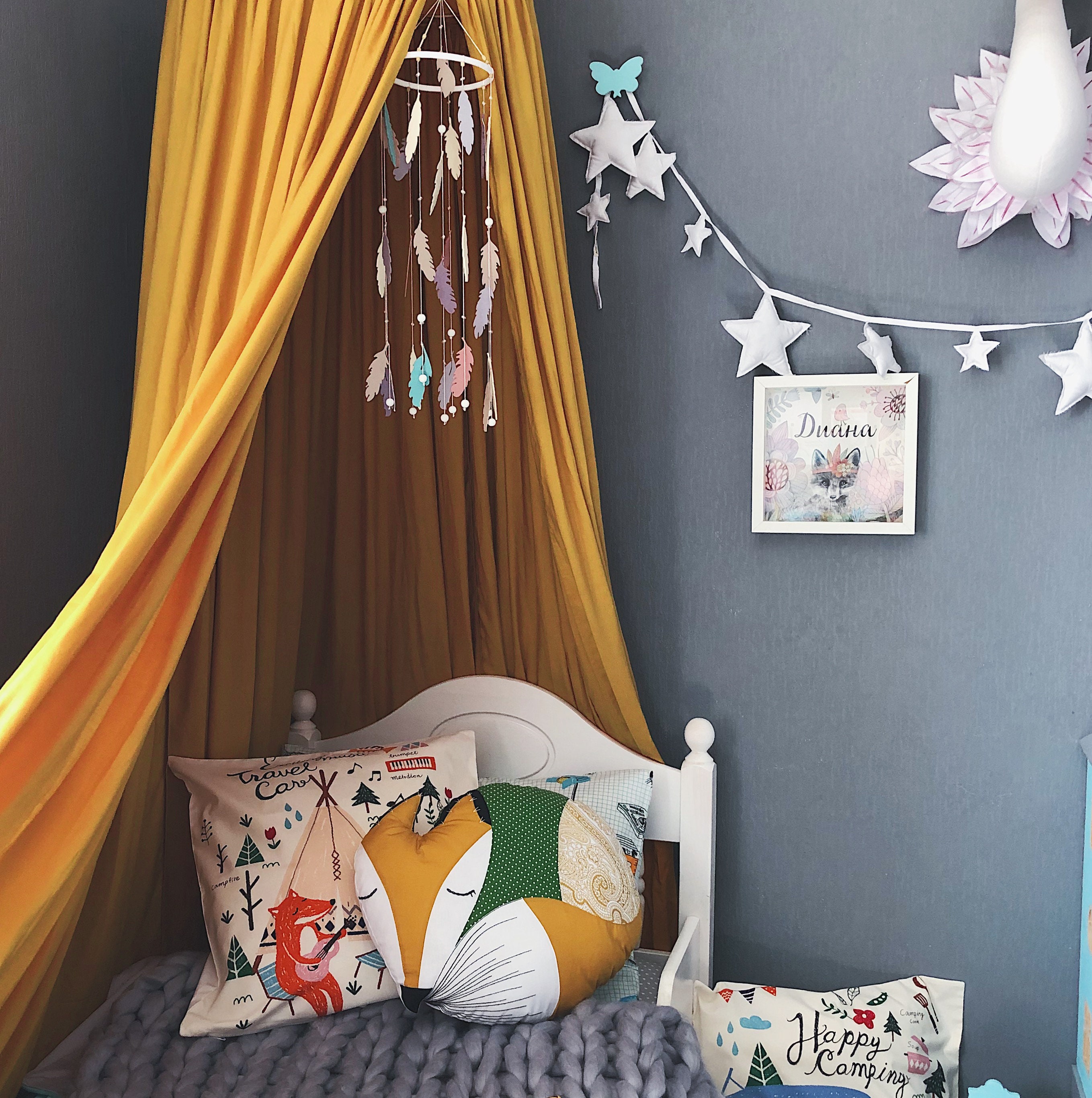 Nursery Bed Canopy Mustard Baldachin by DomnaDereve Etsy