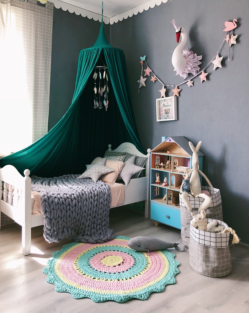 Emerald Green Bed Canopy Canopy Bed Curtains Green Crib Etsy UK