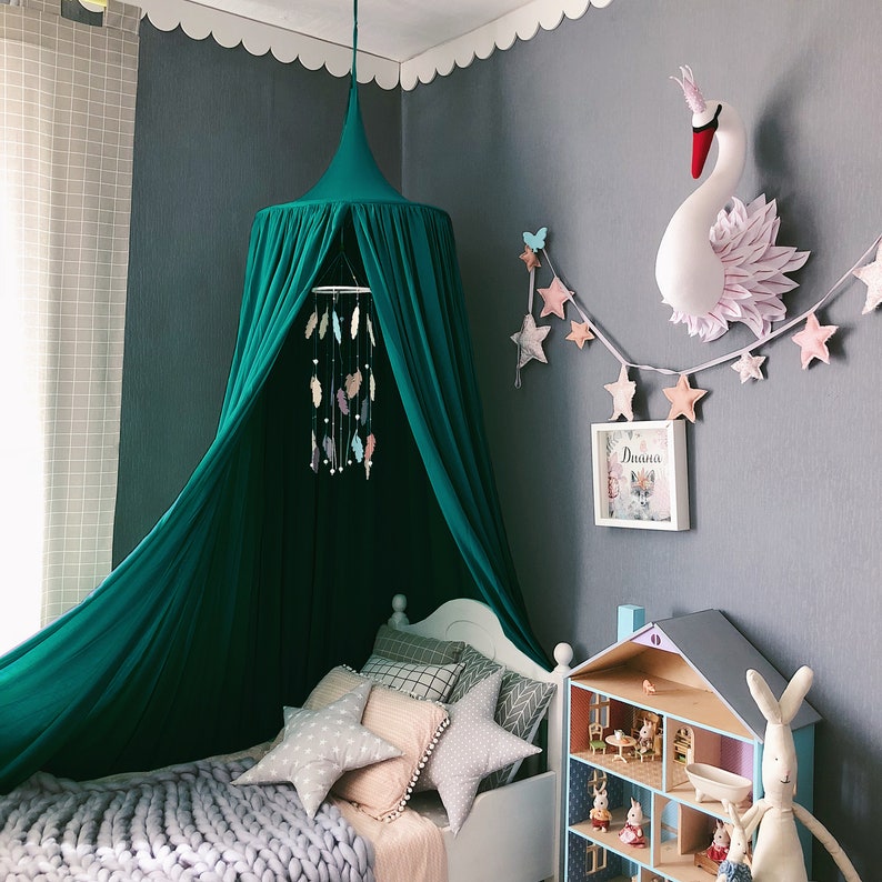 Emerald Green Bed Canopy Canopy Bed Curtains Green Crib Etsy UK