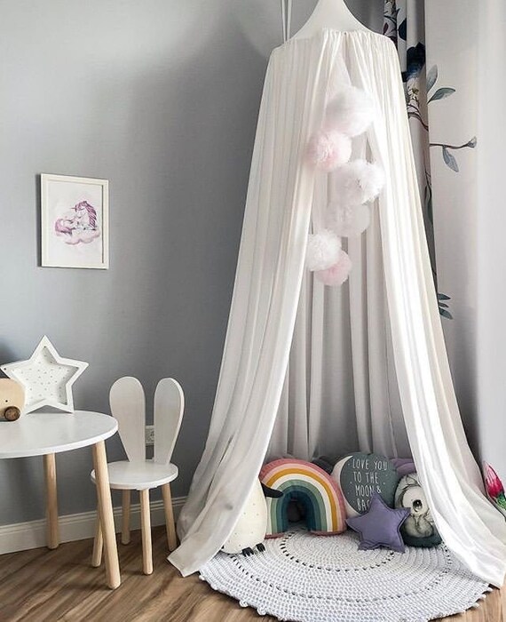 White Crib Canopy Tent For Monochrome Nursery Etsy