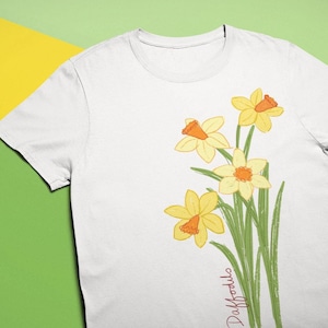 Daffodil Hand Drawn Spring Floral Print Women&#39;s Fit Tee