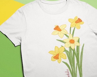 Daffodil Birth Month Hand Drawn Spring Floral Print Women's Fit Tee