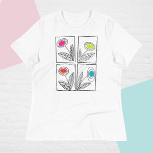 Imagens de flores da primavera, cartões postais florais abstratos, estampa de camiseta feminina