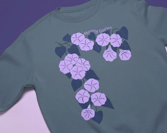 Morning Glory September Geburt Blume Sweatshirt Hand gezeichnet Garten Floral