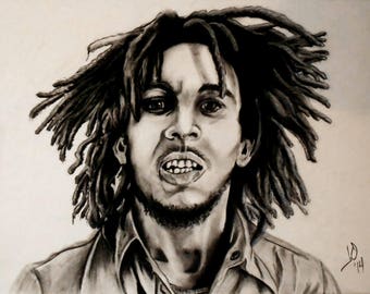 Bob Marley "Portrait" - 18X24 - Original Charcoal Art by Joseph Olsson