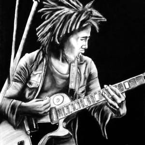 Bob Marley &quot;Jammin&quot; - 18X24 - Original Charcoal Art by Joseph Olsson