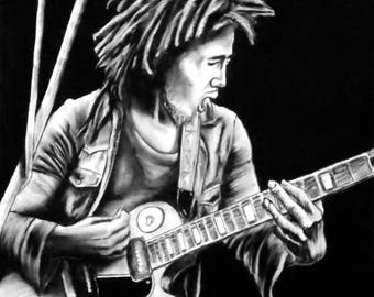 Bob Marley "Jammin" - 18X24 - Original Charcoal Art by Joseph Olsson