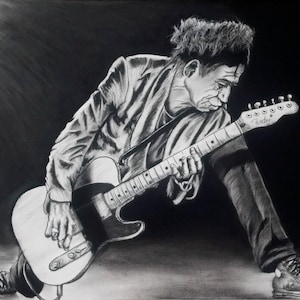 Keith Richards &quot;Live&quot; - 18X24 - Original Charcoal Art by Joseph Olsson