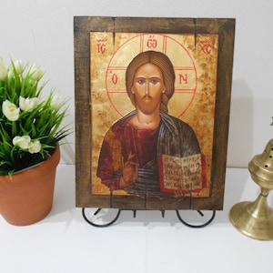 TOLLES RELIGIÖSES GESCHENK! Jesus Christus, Handgemachte antike Kopie/ Byzantinische Ikone, Blattgold, Hochzeitsgeschenk, Weihnachtsgeschenk, Geburtstags-/Taufgeschenk