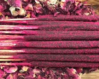 Rose Incense | 20 sticks | Sandalwood Rose Frankincense | Holy Smoke All-Natural Honey Resin Ceremonial Incense