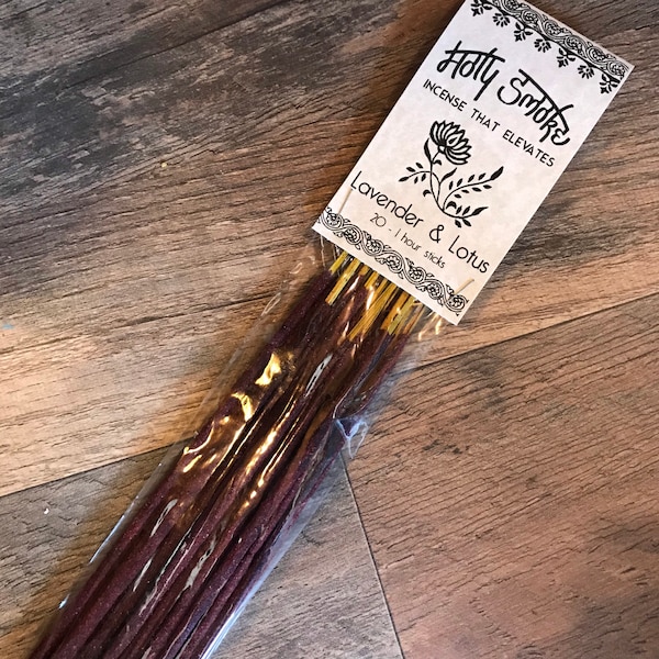 Lavender & Lotus 20 Incense Sticks | Holy Smoke All-Natural Honey Resin Ceremonial Incense