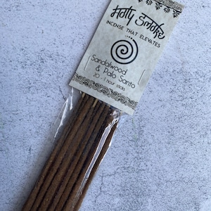Sandalwood & Palo Santo Incense Sticks | Holy Smoke All-Natural Artisan Resin Incense | 20 sticks