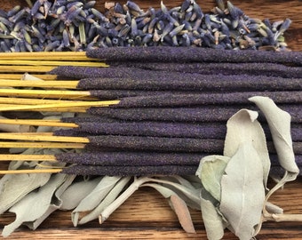 Lavender & White Sage Holy Smoke All-Natural Honey Resin Ceremonial Incense Sticks floral cleansing green packaging