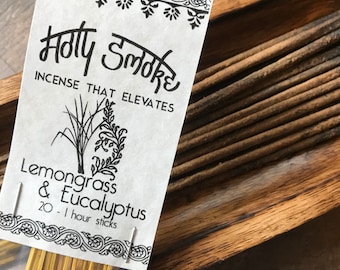 Lemongrass & Eucalyptus 20 Incense Sticks | Holy Smoke All-Natural Honey Resin Ceremonial Incense