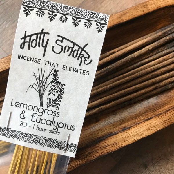 Lemongrass & Eucalyptus 20 Incense Sticks | Holy Smoke All-Natural Honey Resin Ceremonial Incense