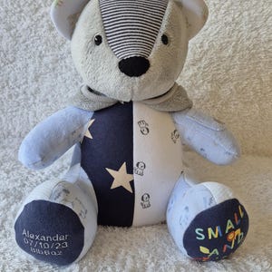 Personalised Large Keepsake Memory Bear Teddy Gift | Birthday Present | Comforter from Baby & Loved Ones clothes - Baby Shower | Bereavement