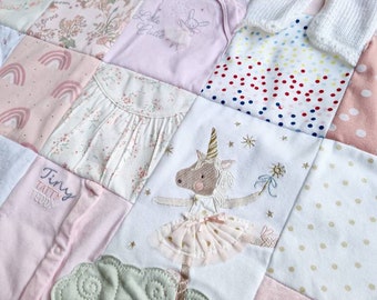 Handmade Blanket from clothing | Patchwork Quilt | Keepsake | Baby Comforter | Custom | Personalised Gift | Present | Birthday | Bereavment
