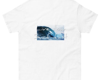 Mens | Wit surf-T-shirt, sport-heren-t-shirt, Tube Wave-T-shirt