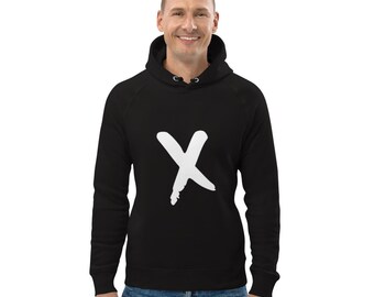 Man | Black X Unisex Pullover Hoodie, Winter Sweatshirt for Men, Eco Friendly Hoodie for Woman