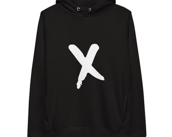 Man | Black X Unisex Pullover Hoodie, Winter Sweatshirt for Men, Eco Friendly Hoodie for Woman