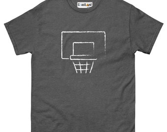 Man | Gray Basketball T-Shirt, Sports Men's Tshirt, Basketball Hoop Tee