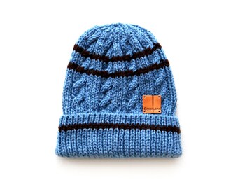 Handmade | Man | Blue and Brown Slouch Knit Hat for Man, by Coastland Streetwear