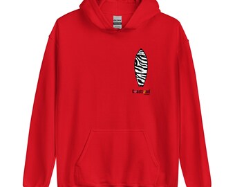 Vrouw | Rode Surf Unisex Pullover Hoodie, Ocean Sweatshirt voor heren, Rode Hoodie voor dames