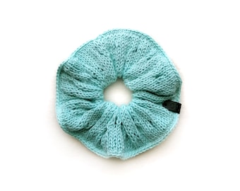 Handmade | Woman | Aqua Blue Knit Summer Scrunchie for Women, by Coastland Streetwear