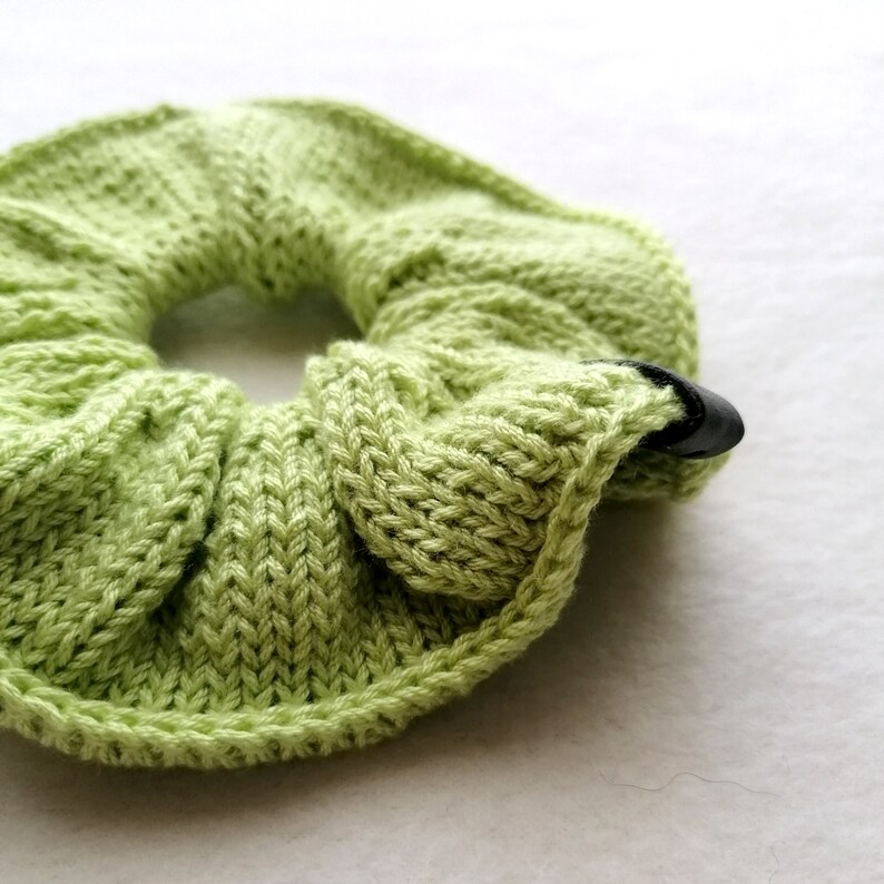 Handmade Woman Light Green Knit Spring Scrunchie for Women, by Coastland Streetwear image 3