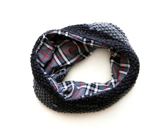 Handmade | Man | Grey Knit Hipster Cowl Winter Mens Scarf (Reversible), by Coastland Streetwear