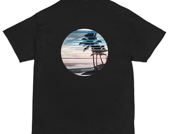 Mens | Palmbomen zwart T-shirt, tropisch heren t-shirt, zonsondergang zwart T-shirt