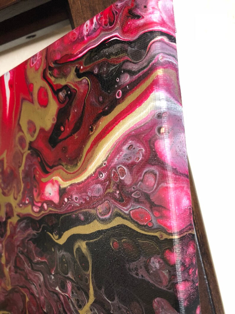 Acrylic Fluid Painting on Canvas Red White Burgundy Black Etsy