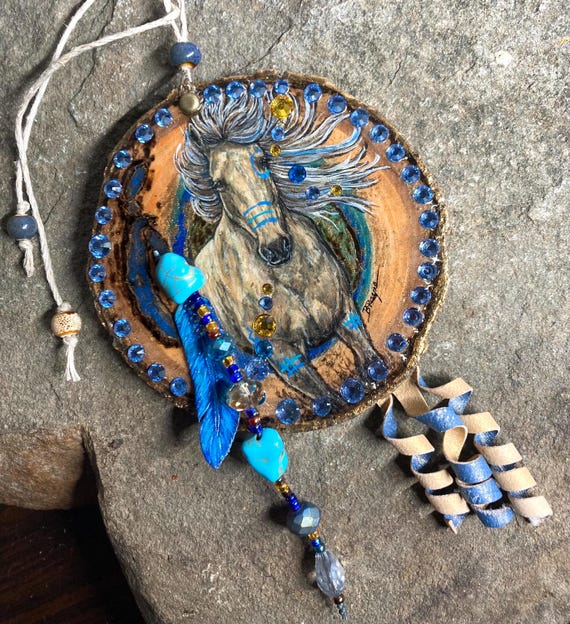 Rustic wood painted art Ornament