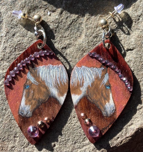 Painted art western earrings