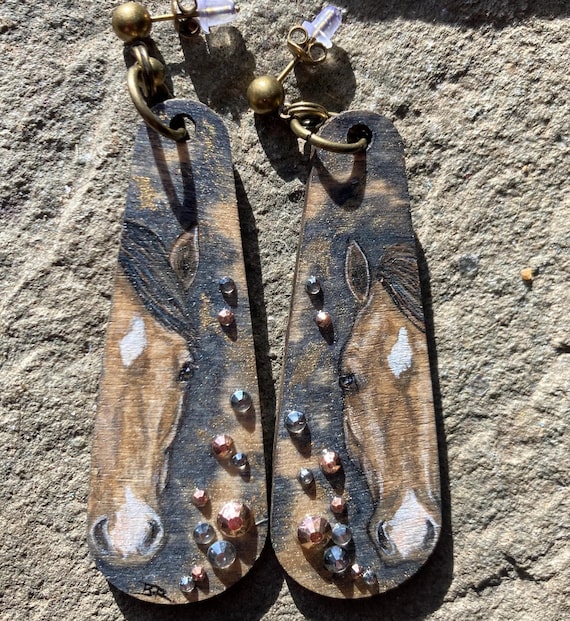 Painted art western earrings