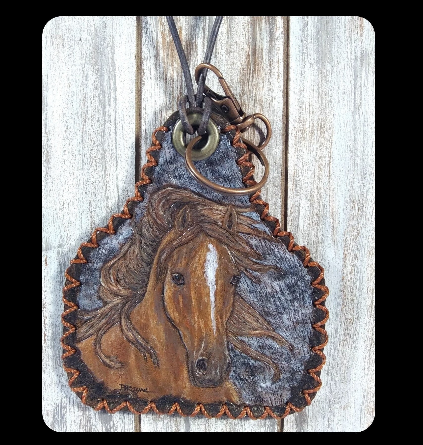 Natural Leather Bag Charm with Horse Head for Designer Bags