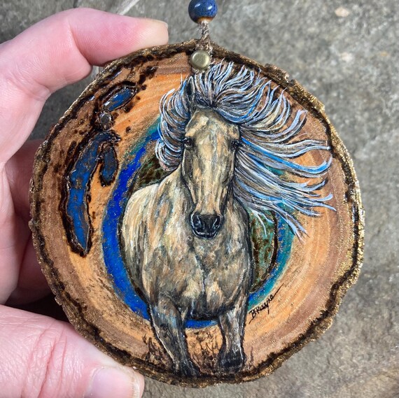 Rustic wood painted art Ornament