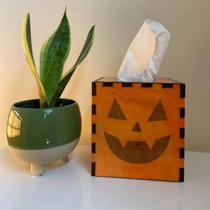 Funda para caja de pañuelos de Halloween - Decoración de calabaza de Halloween - Decoraciones de Halloween