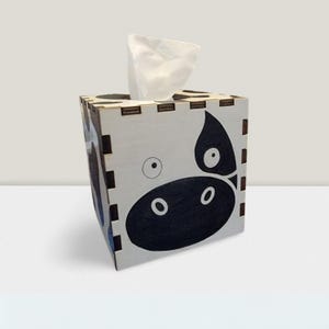Cow Tissue Box Cover – Laser Engraved & Handmade – Rustic Farmhouse Decor, Cow Lover Gift