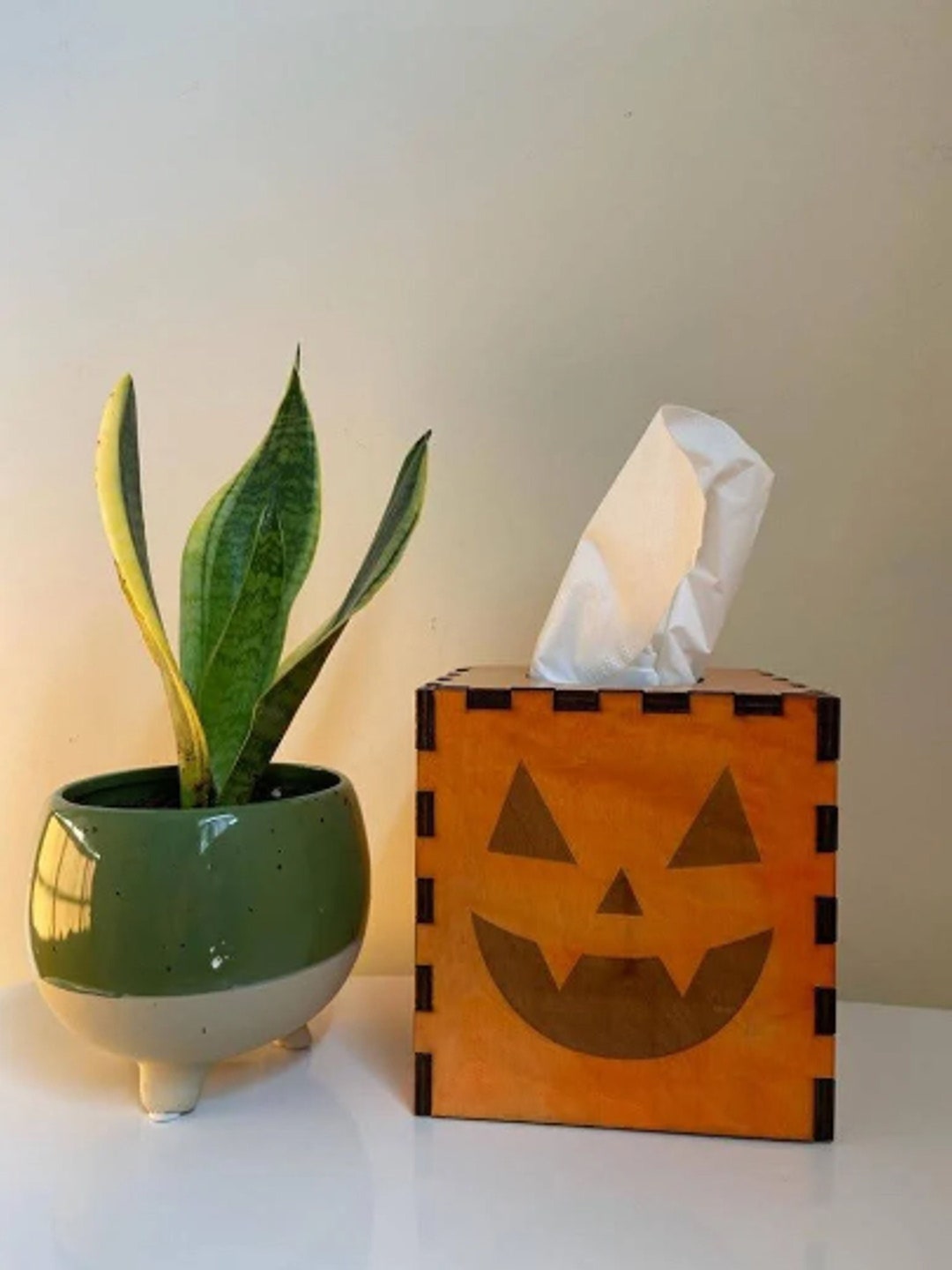 Halloween Tissue Box Cover Halloween Jackolantern Décor Etsy