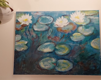 Monet water lilies -acrylic on canvas impressionism