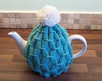 Traditional Vintage style Hand knitted Tea Cosy with pom pom for Small & Medium size Tea Pot -  Other colours available