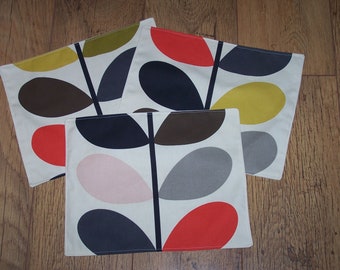 Handmade Stem Tomato Cotton  Fabric / Scandinavian  fabric placemats,  Free UK Delivery.