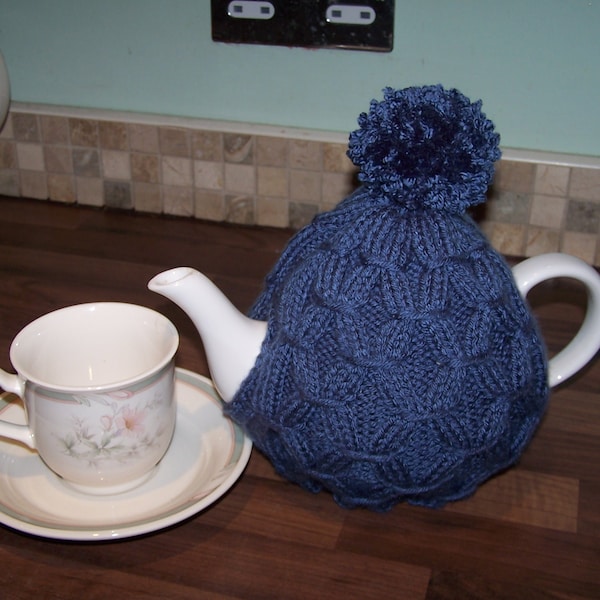 Traditional Style Hand knitted Tea Cosy with pom pom for Small & Medium size Tea Pot - Other colours available