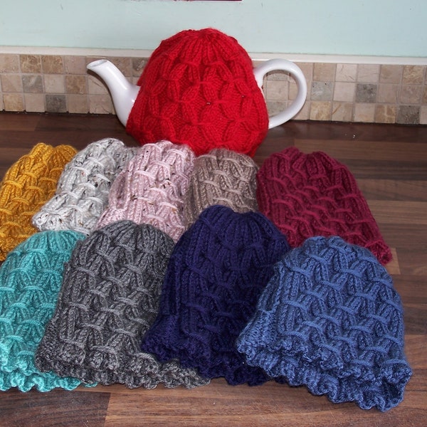 Traditional Style Hand knitted Tea Cosy Small & Medium sizes available -  Various colours
