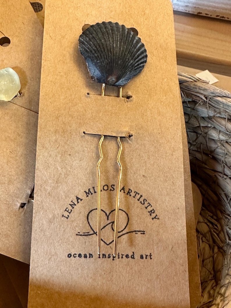 genuine surf tumbled sea glass seashell gold hairpins bridal accessory summer hairpiece image 4