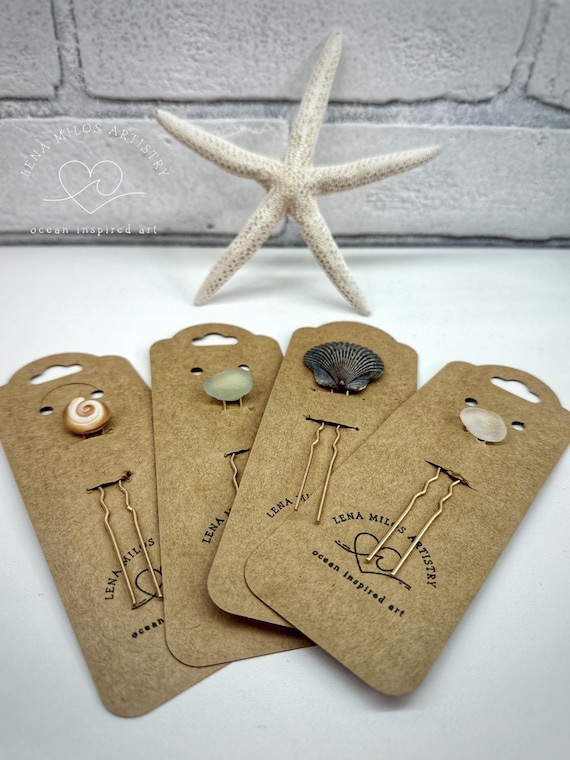 genuine surf tumbled sea glass seashell gold hairpins bridal accessory summer hairpiece