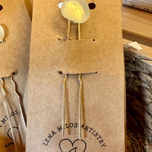 genuine surf tumbled sea glass seashell gold hairpins bridal accessory summer hairpiece image 3